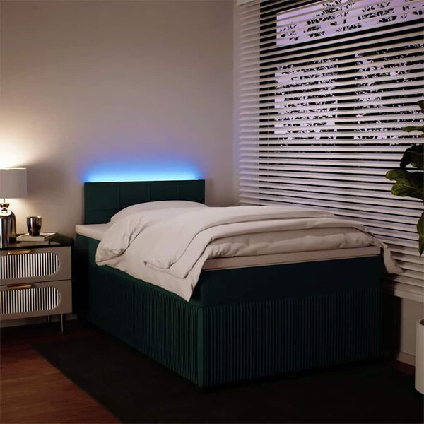 vidaXL Boxspring met matras fluweel donkergroen 120x200 cm