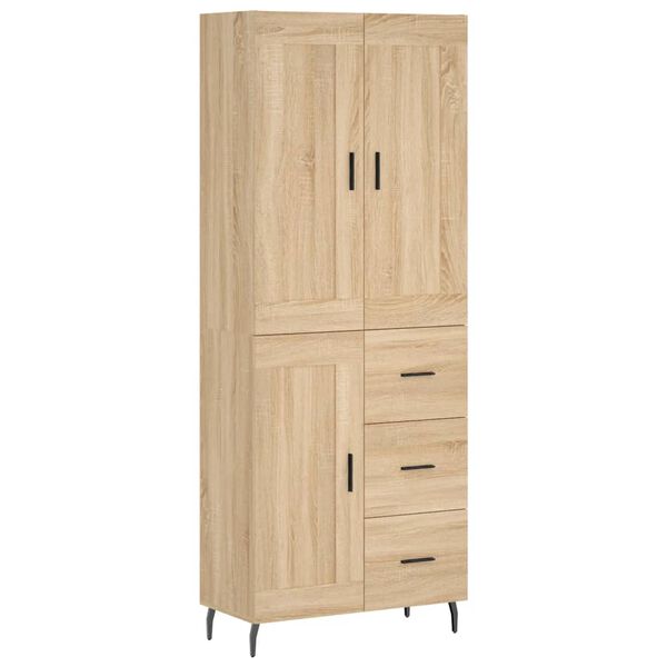 vidaXL Hoge kast 69,5x34x180 cm bewerkt hout sonoma eikenkleurig