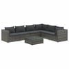 vidaXL 7-delige Loungeset met kussens poly rattan grijs