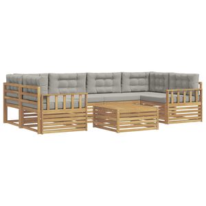 vidaXL Buiten bankenset 7 st 6-zits Wit en Lichtgrijs Polyester