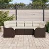 vidaXL Tuin Sofa Set met kussen 6 pcs Bruin en wit Poly riet