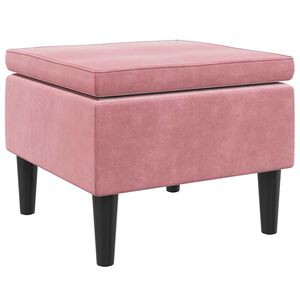 vidaXL Kruk met houten poten fluweel roze