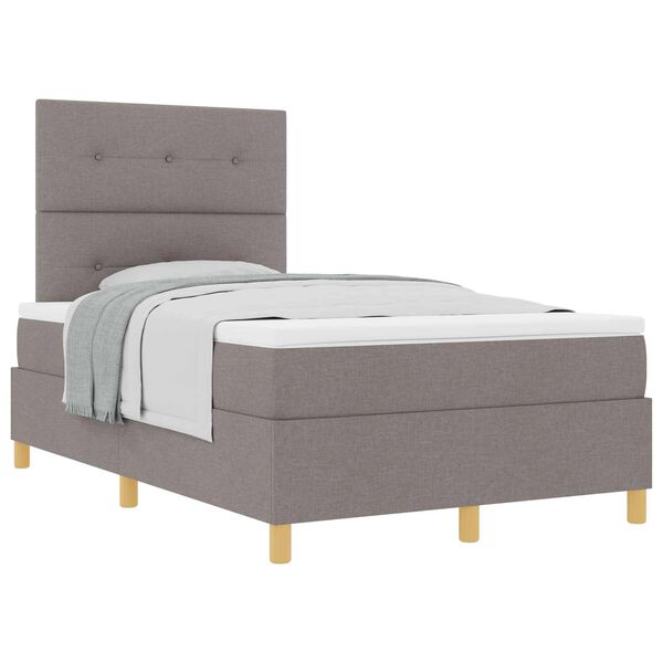 vidaXL Boxspringbed met matras met hoofdeinde Taupe 120 x 190 cm Stof