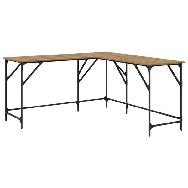 vidaXL Bureau Artisan Eiken 149 x 149 x 75 cm Bewerkt hout