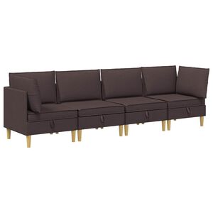 vidaXL Modulaire Sofa Set met Opslag 4 st Donkerbruin Stof