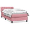 vidaXL Boxspring met matras fluweel roze 90x220 cm