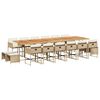 vidaXL 17-delige Tuinset met kussens poly rattan beige