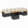 vidaXL 7-delige Loungeset met kussens poly rattan zwart