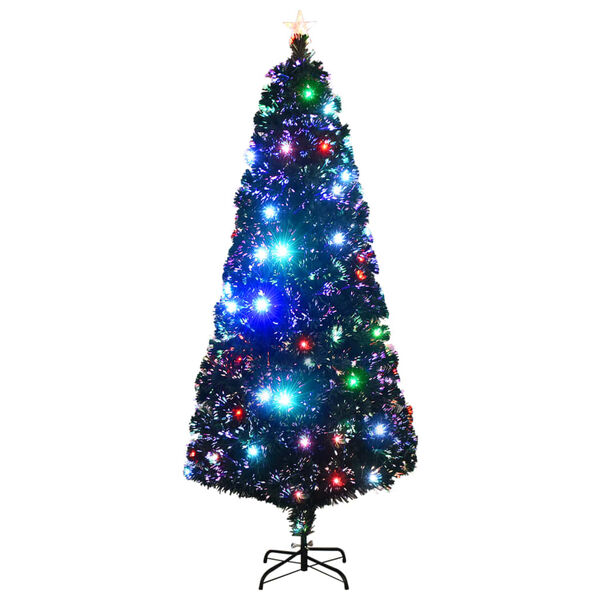 vidaXL Voorverlichte kerstboom met standaard en LED 210 cm glasvezel