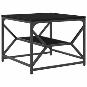 vidaXL Salontafel Zwart Eiken 51 x 50 x 40 cm Engineered hout en staal