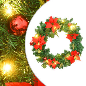 vidaXL Kerstkrans met LED lampjes 60 cm PVC groen