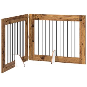 vidaXL Opvouwbaar hondenhek met standaards 2 st Oud hout 200,5 cm