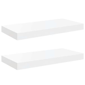 vidaXL Wandschappen zwevend 2 st 50x23x3,8 cm MDF hoogglans wit