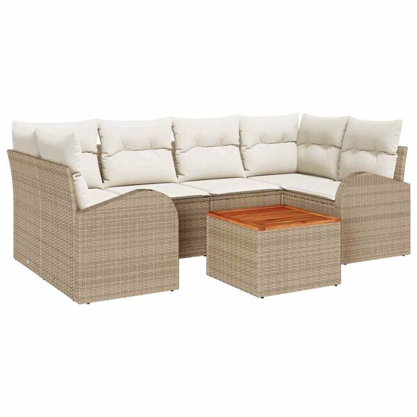 vidaXL Tuin Sofa Set 7 pcs Beige Poly riet