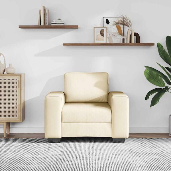 vidaXL Sofastoel Cr&egrave;me 100x77x82 cm Corduroy Stof