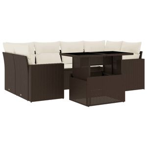 vidaXL 7-delige Loungeset met kussens poly rattan bruin