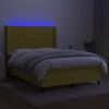 vidaXL Boxspring met matras en LED stof groen 140x190 cm