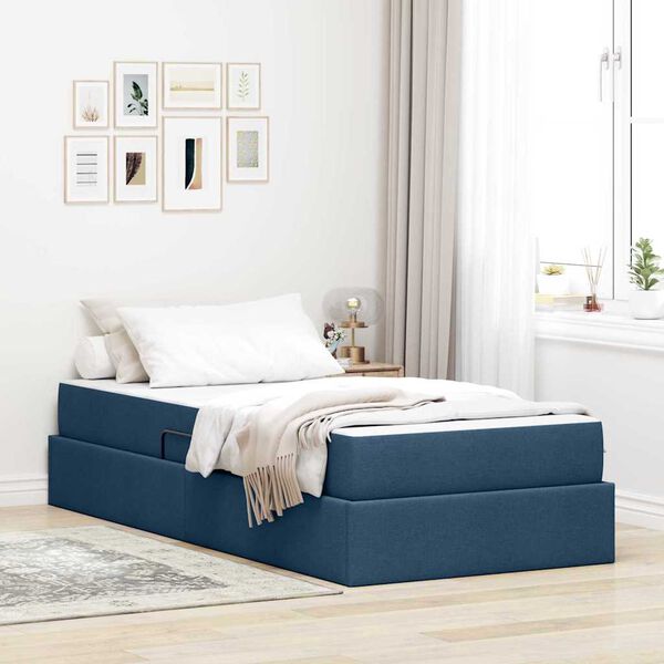 vidaXL Opbergbed met matras met matras Blauw 90 x 190 cm Polyester