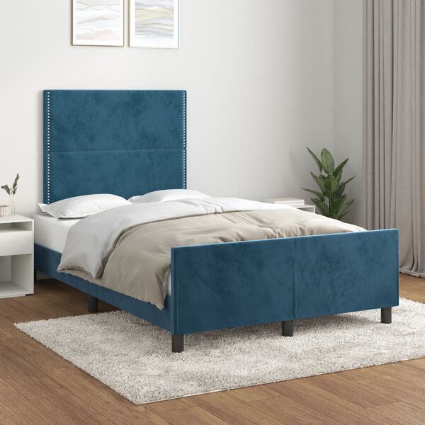 vidaXL Bedframe zonder matras 120x200 cm fluweel donkerblauw