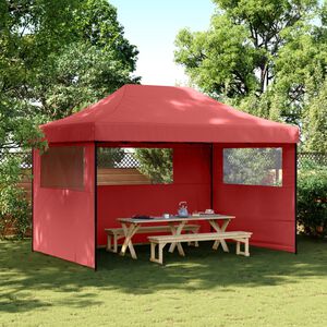 vidaXL Partytent inklapbaar pop-up met 3 zijwanden bordeauxrood