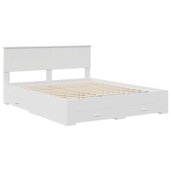 vidaXL Bedframe met hoofdeinde met lade Wit 160 x 200 cm Bewerkt hout
