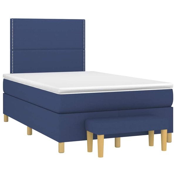 vidaXL Boxspring met matras stof blauw 120x190 cm
