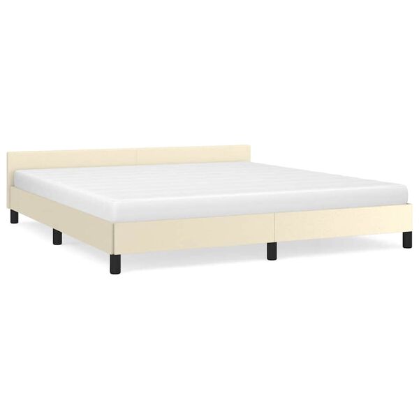 vidaXL Bedframe met hoofdeinde zonder matras 180x200 cm cr&egrave;mekleurig