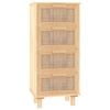 vidaXL Dressoir 40x30x90 cm massief grenenhout en rattan bruin