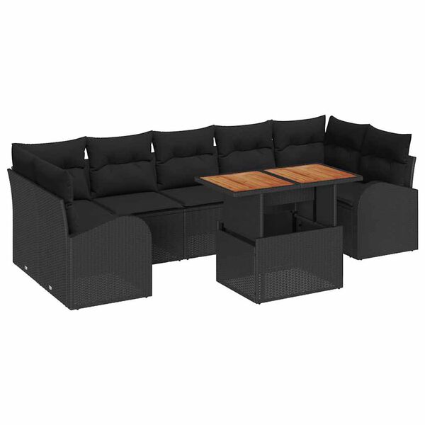vidaXL Tuin Sofa Set met kussen 8 pcs Zwart
