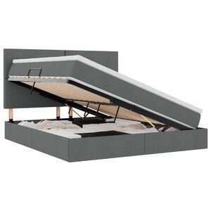 vidaXL Opbergbed met LED met matras Donkergrijs 180 x 200 cm Polyester