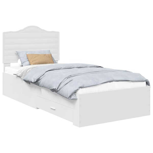 vidaXL Bedframe met hoofdeinde met lade Wit 90 x 190 cm Bewerkt hout