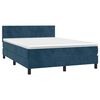 vidaXL Boxspring met matras en LED fluweel donkerblauw 140x200 cm