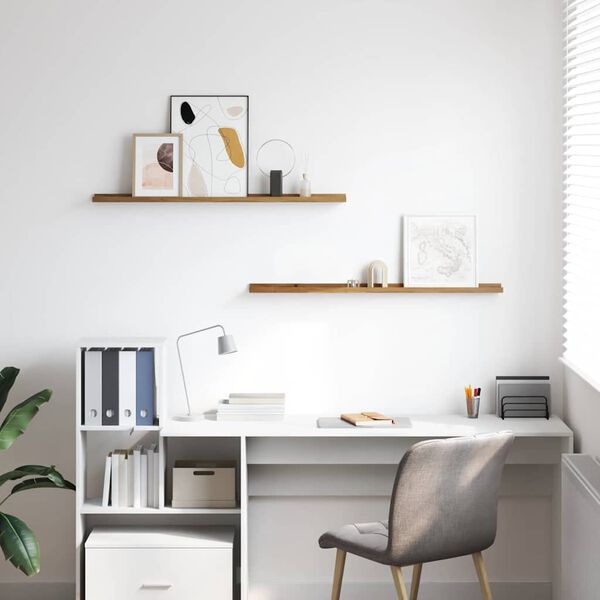 vidaXL Wandplank met plank 2 pcs Bruin 100 x 9 x 3 cm Bewerkt hout