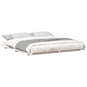vidaXL Bedframe Wit 200 x 200 cm Massief grenenhout