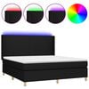 vidaXL Boxspring met matras en LED stof zwart 160x200 cm