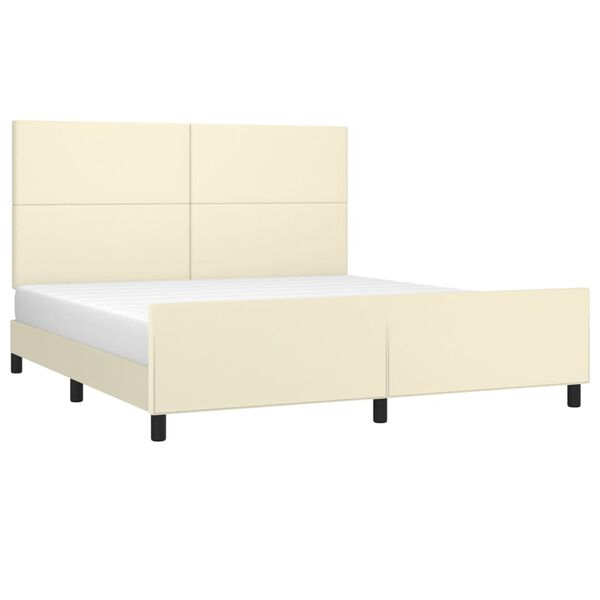 vidaXL Bedframe met hoofdbord kunstleer cr&egrave;mekleurig 160x200 cm