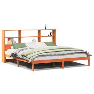 vidaXL Bed met boekenkast zonder matras grenenhout wasbruin 180x200 cm