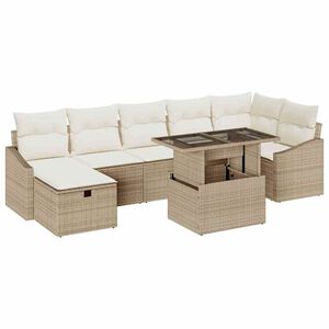 vidaXL Tuin Sofa Set 8 pcs Beige poly rattan