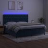 vidaXL Boxspring met matras en LED fluweel donkerblauw 200x200 cm