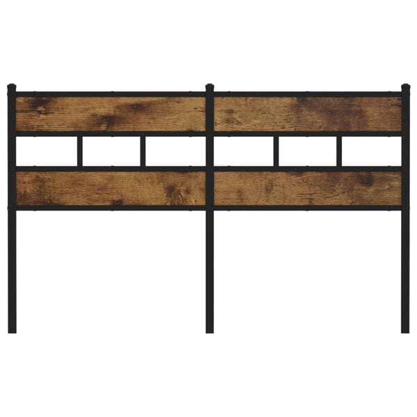vidaXL Hoofdbord 150 cm ijzer en bewerkt hout gerookt eikenkleurig