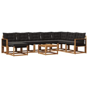 vidaXL Buiten bankenset met kussen 9 pcs Naturel en Zwart