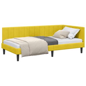 vidaXL Hoekbedframe met hoofdeinde Geel 90 cm x 190 cm Fluweel
