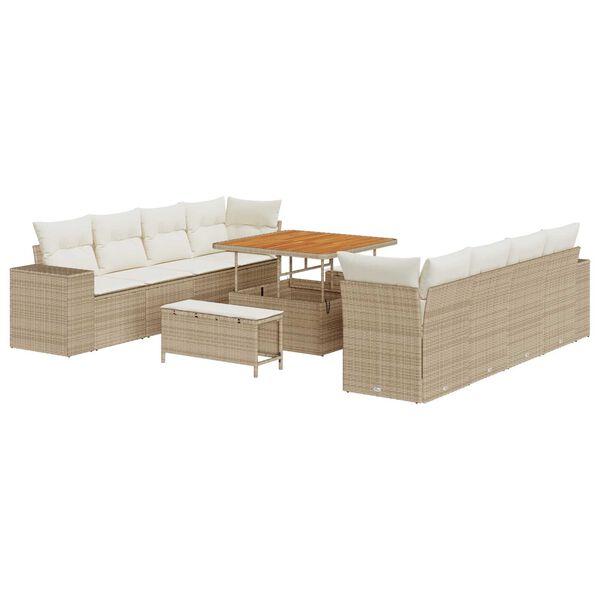 vidaXL Tuin Sofa Set met kussen 11 pcs Beige en Cr&egrave;me poly rattan