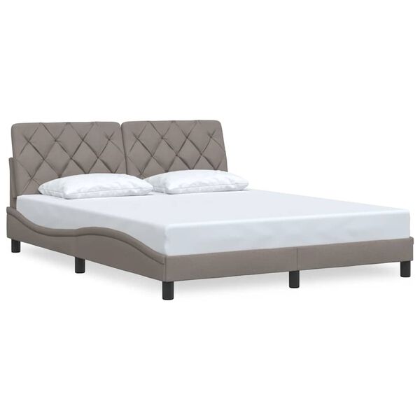 vidaXL Bedframe zonder matras stof taupe 160x200 cm