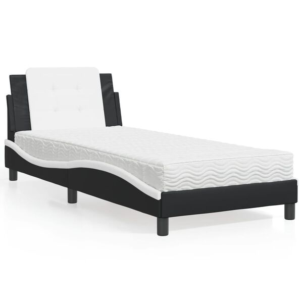 vidaXL Bedframe zonder matras "Zadar" kunstleer zwart en wit 90x190 cm