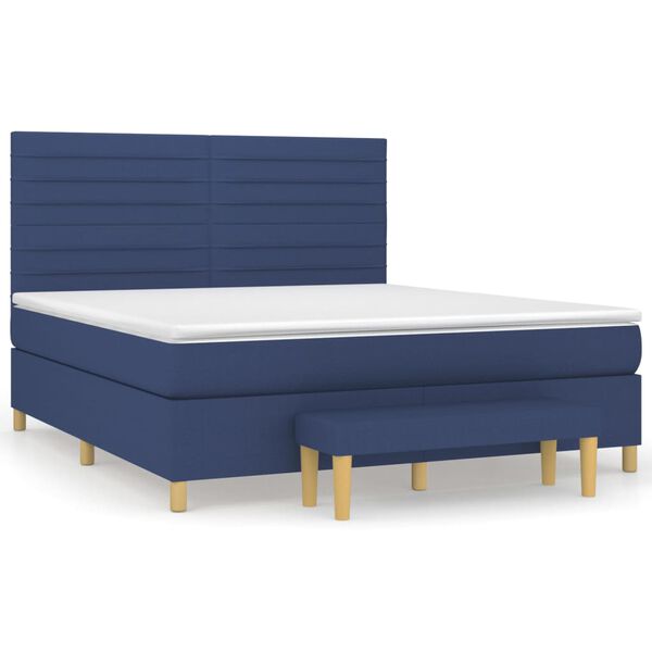 vidaXL Boxspring met matras stof blauw 180x200 cm