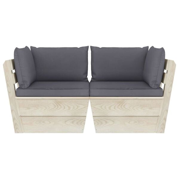 vidaXL Tuinbank 2-zits met kussens pallet vurenhout