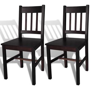 vidaXL Eetkamerstoelen 2 st grenenhout donkerbruin