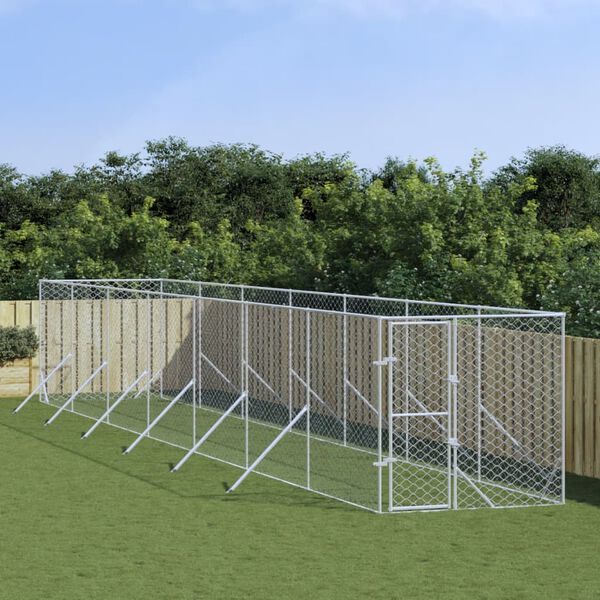 vidaXL Hondenkennel voor buiten 2x14x2 m gegalvaniseerd staal zilver