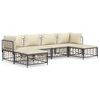 vidaXL 6-delige Loungeset met kussens poly rattan antracietkleurig
